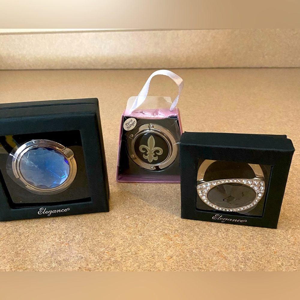 3 Different Purse Hook Hangers New in Box
